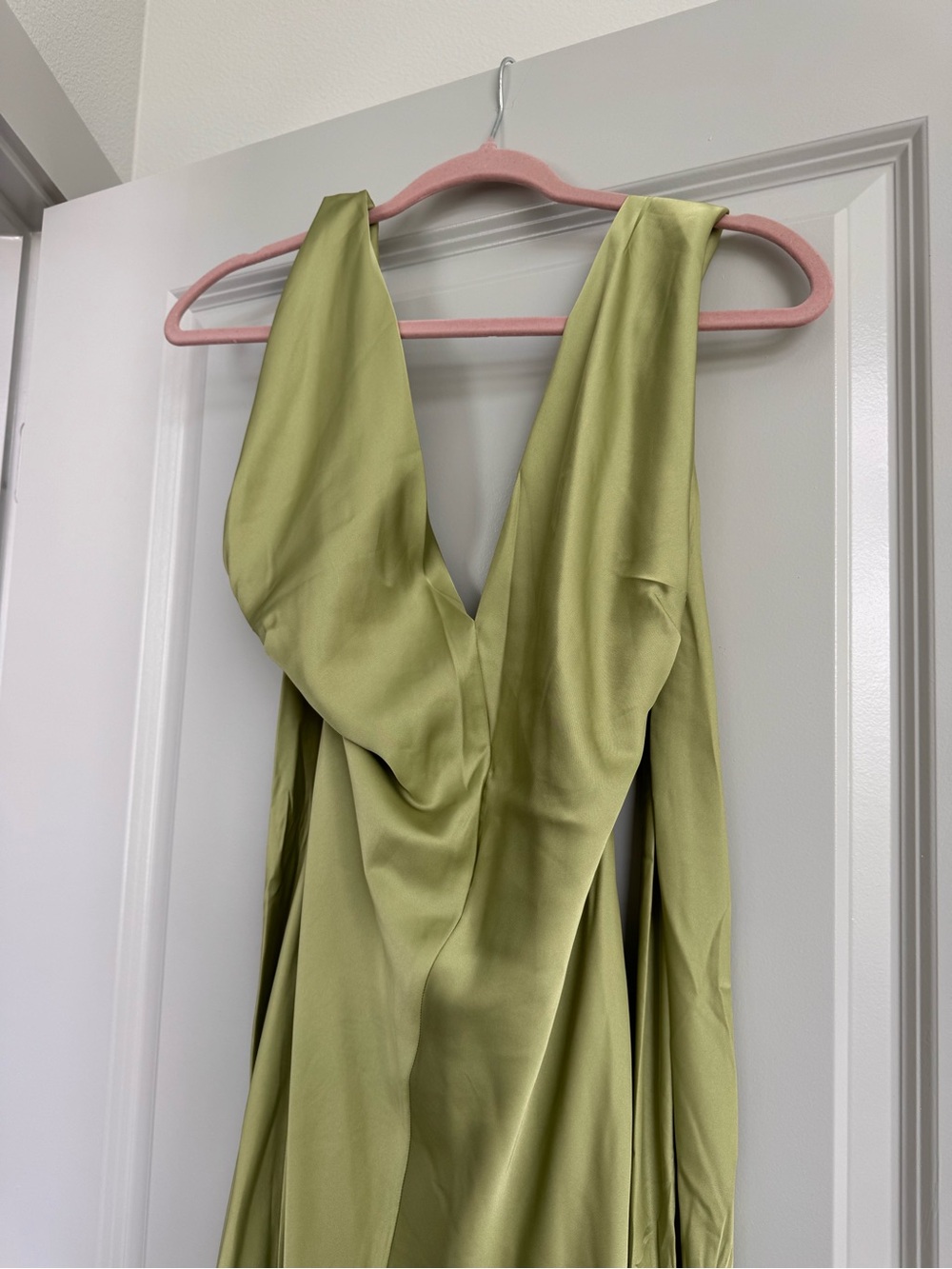 NWT BHLDN Celeste Plunge Satin Green  Maxi Dress | Anthropologie - Picture 5 of 7
